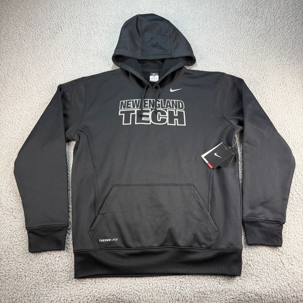 Nike Therma Fleece New England Tech NEIT Hoodie Sweatshirt Black RI Mens Large